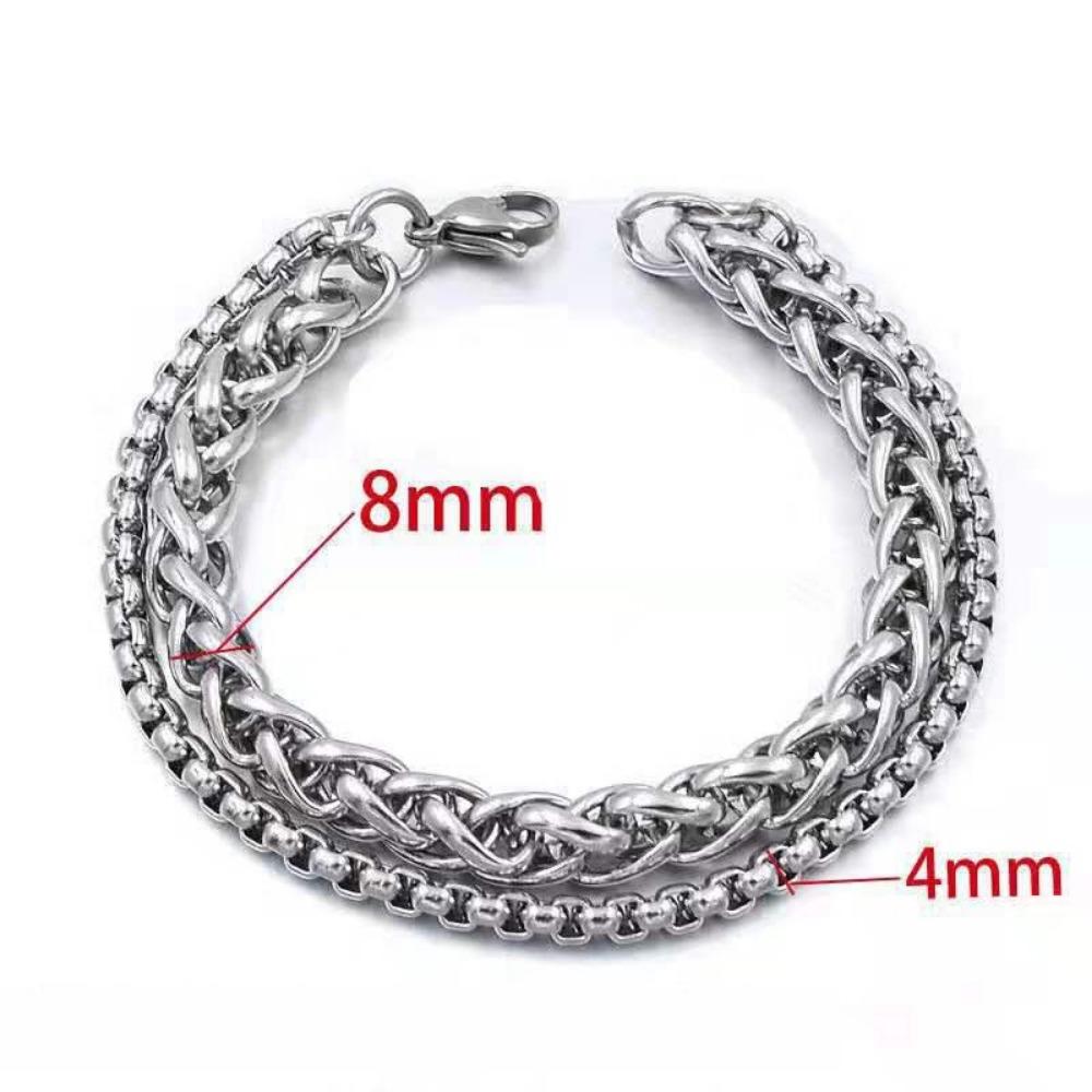 4 мм/5 мм/6 мм/8 мм из нержавеющей стали, однослойная/двухслойная цепочка-браслет, серебряный мужской подарок