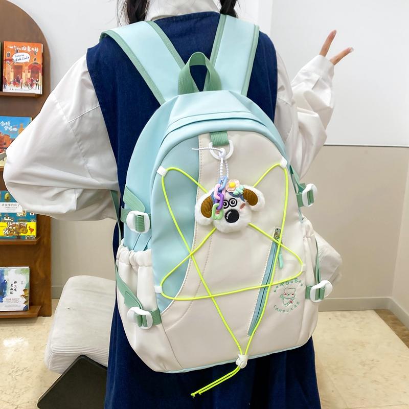Three-Piece Backpack Set for Primary and Middle School Students Schoolbag Color Block Cartoon Backpack for Women Large Capacity Backpack