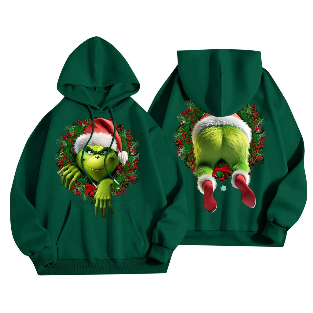 Женская повседневная модная толстовка с капюшоном и карманами с рождественским принтом букв