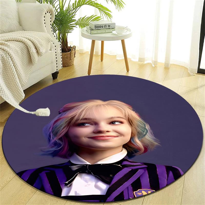 1pc Addams Family Wednesday Enid1 Design Printed Area Round Carpet for Bedroom Living Room Home Decor Rugs Mat Non Slip Mat Rug for Bedside