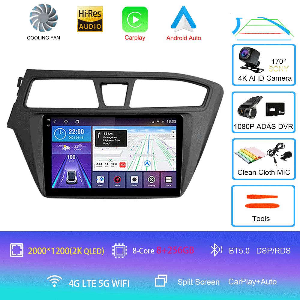 Android 14 WIFI+4G Автомагнитола для Hyundai I20 LHD 2015 2016 2017 2018 Стерео GPS Carplay Auto Мультимедийный Видеоплеер 360 Камера