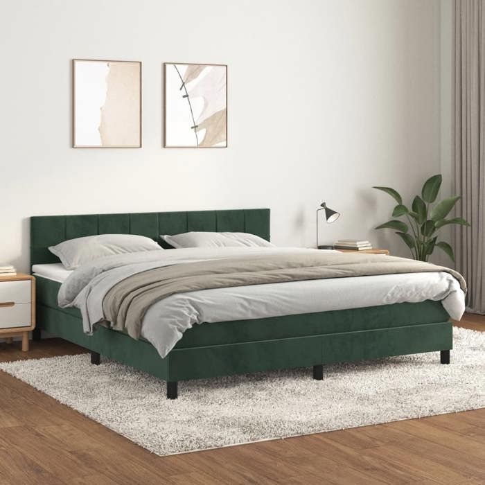 3141320 vidaXL Divan Bed and Mattress Dark Green 180x200cm Velvet