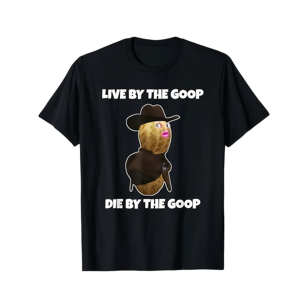 Funny Goop Cowboy Potato Graphic Tee Men Casual Short Sleeve Crew Neck T-Shirt