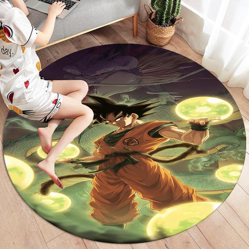 Son Goku Round Area Rug Carpet Rug For Living Room Bedroom Sofa Playroom Decor Nonslip Floor Mat