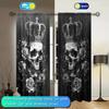 2pcs Gothic Black Rose Skull  Printed Curtain for Home Decor - Rod Pocket Window Treatment for Bedroom, Office, Kitchen