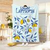 Summer Print-Vtg Lemon Throw Lightweight 240g Flannel Blanket Soft Skin-friendly for Summer Cooling