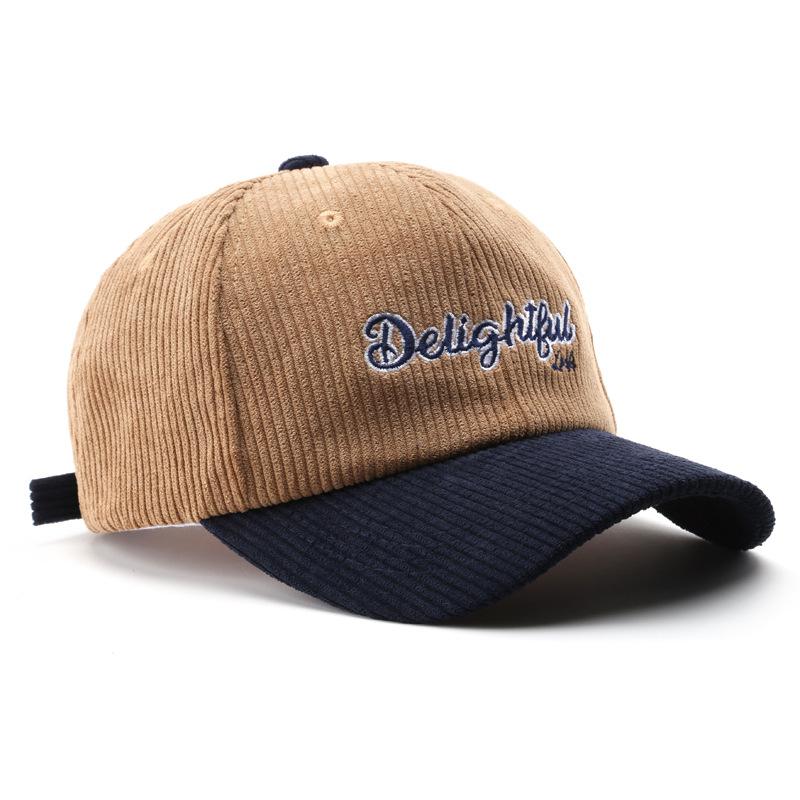 Women's trendy corduroy patchwork baseball cap, suitable for outdoor activities, providing sun protection and warmth