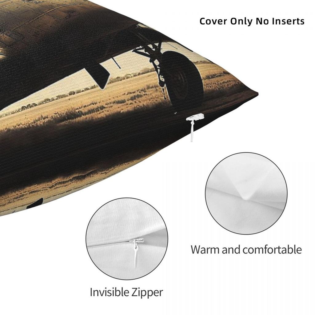 Vintage Aviation Poster Airplane Square Pillowcase Polyester Linen Velvet Pattern Zip Decorative Throw Pillow Home Cushion Cover