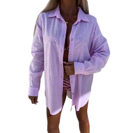 Женская рубашка с лацканами, однобортная рубашка с длинным рукавом, однотонная свободная блузка, повседневные осенние топы