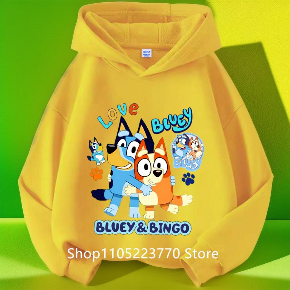 Детская толстовка с капюшоном Bluey Осень Зима Теплая Мягкая Пуловер Удобная Одежда для Игр для Мальчиков Девочек