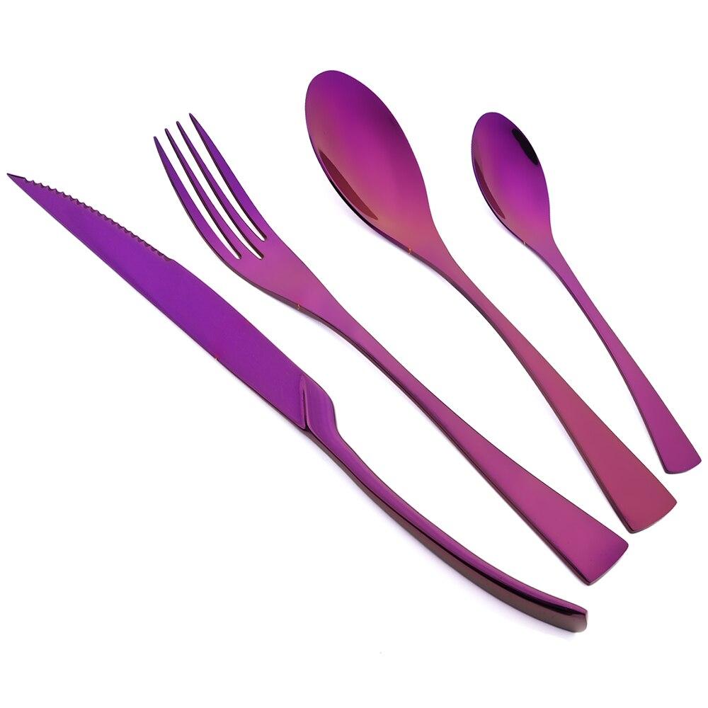 24 шт. золотой набор столовых приборов, набор столовых приборов из блестящей нержавеющей стали, нож для стейка, вилка, кофейная ложка, набор столовых приборов в западном стиле, кухонные столовые приборы