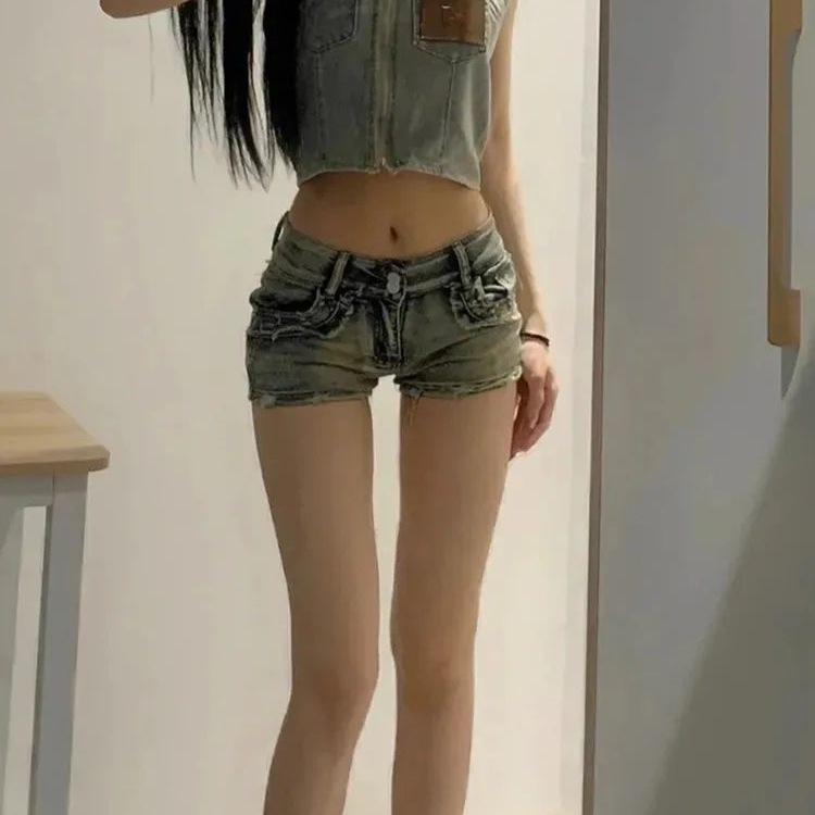 Джинсовые шорты Spicy Girl 2026 с высокой талией в ретро-стиле - Женские летние облегающие шорты, стройнящие бедра