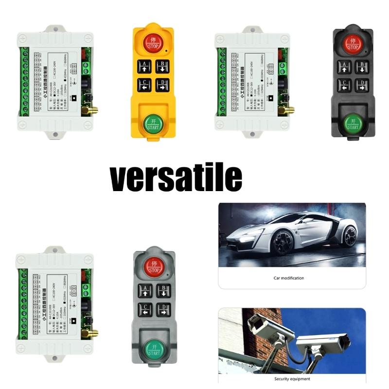 433Mhz Wireless Remote Control Switches 12V-36V/220V 4CH Receiver Module with 4-channel Remote Transmitter Set