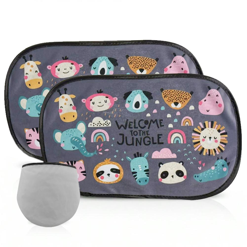 2Pcs Car Side Window SunShade Windscreen Roof Window Cartoon For Children Adults Adsorption SunShade Sunvisor with Storage Bag