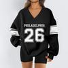 Women's Loose And Comfortable Letter V-neck Sportswear Long-sleeved Sweatshirt Daily Matching Clothes