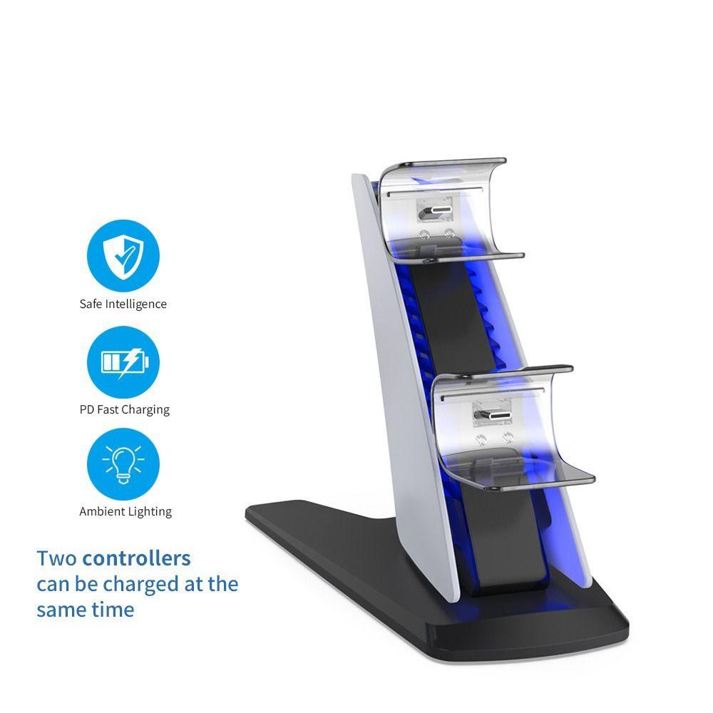 Беспроводная зарядная база для джойстиков Type-C, подставка для двух контроллеров для Sony Playstation 5