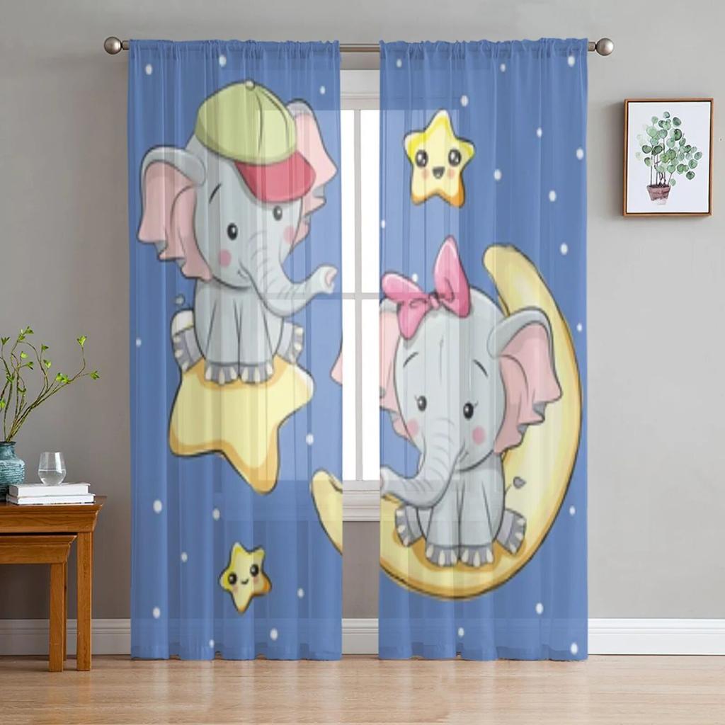 Милый мультяшный единорог с цветами, прозрачные шторы для гостиной, детская спальня, тюлевые шторы, кухонные шторы для окон