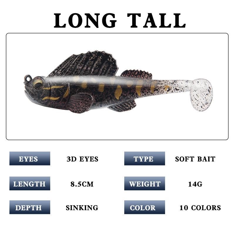 Силиконовая наживка для прыгающей рыбы с антивисячим дном, 8,5 см/14 г, приманки