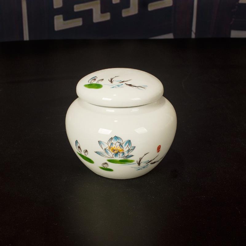 Герметичная сине-белая фарфоровая керамическая банка для меда с закручивающейся силиконовой крышкой