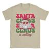 Merry Christmas Santa Clause is Calling Ringing in Holidays Men T Shirts  Fun Tee Shirt Short Sleeve Crew Neck T-Shirt Clothing