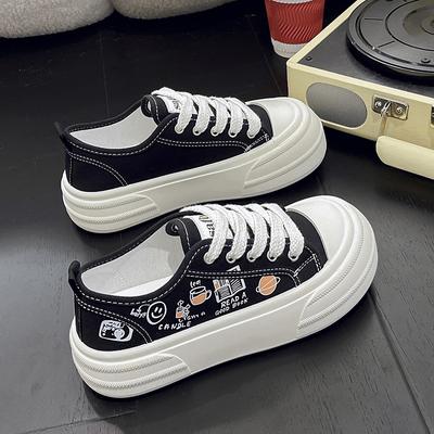 Мода Осень Новый Стиль Толстая Подошва Холщовые Туфли Повседневная Мода Женская Обувь Простые Увеличение Роста На Шнуровке Женская Обувь