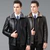 Genuine Leather Jacket Men's Fur Integrated Middle-aged Dad's Outfit Plus Velvet Thickened Genuine Leather Jacket for Men