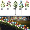 2 PC 5 LED Solar Lights Rose Lights Outdoor Waterproof Garden Lights Festive Atmosphere Decorative Lights Inserted Lights