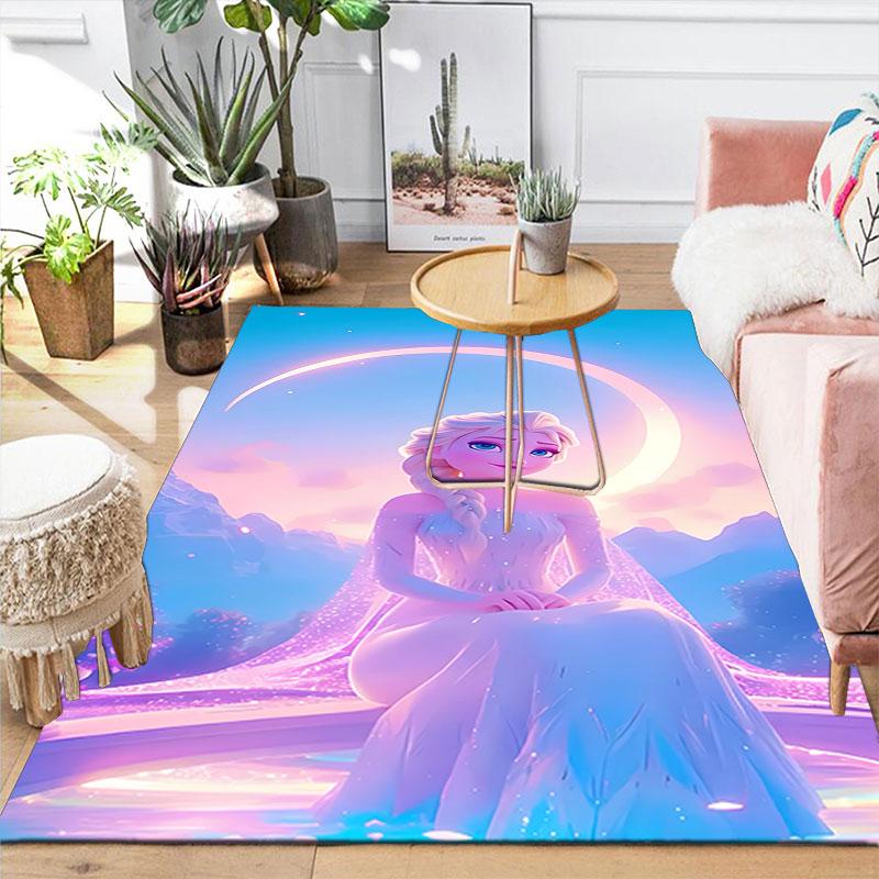 Frozen-themed floor protection rug, Elsa princess cartoon rug, suitable for room décor and as a gift.