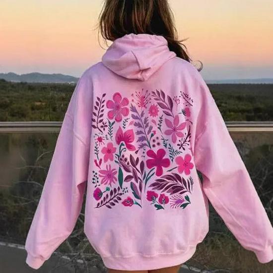 European Pink Flower Hoodie - Cute Design
