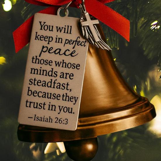 Bible Verses Scripture Christmas Bell Ornament Metal Golden Bell Christmas Tree Decoration Inspirational Bible Verse Bell Religious Ornament