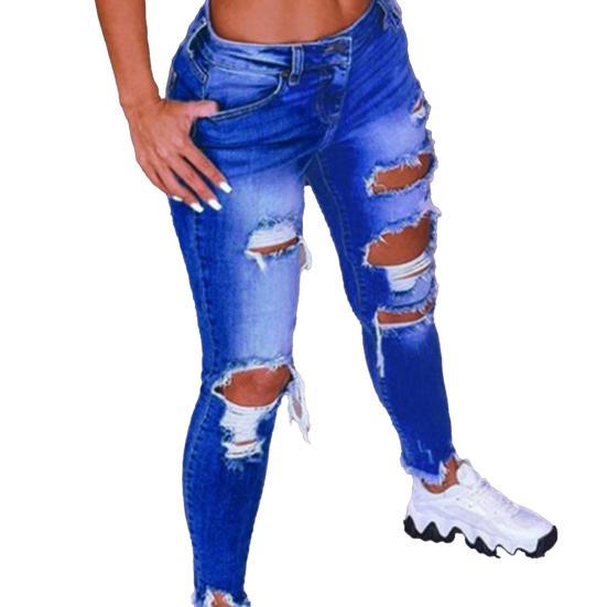 Джинсы Карманы Удобная для кожи нижняя часть Карманы с рваными отверстиями Брюки-карандаш для путешествий