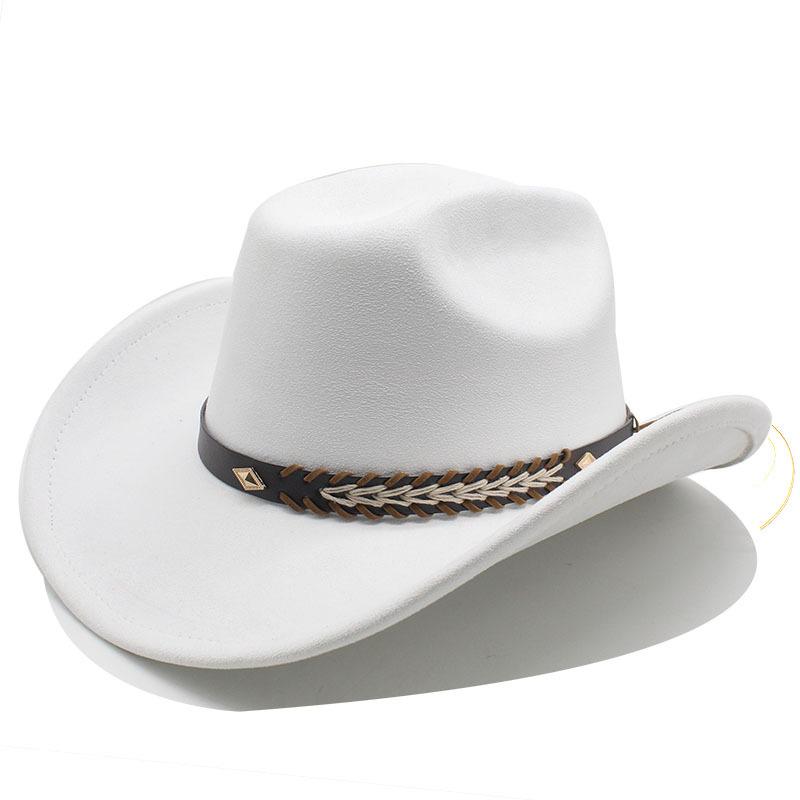 Suede Jazz Top Hat Women'S Brim Suede One-Word Top Men'S Ladies Cowboy Hat Felt Hat