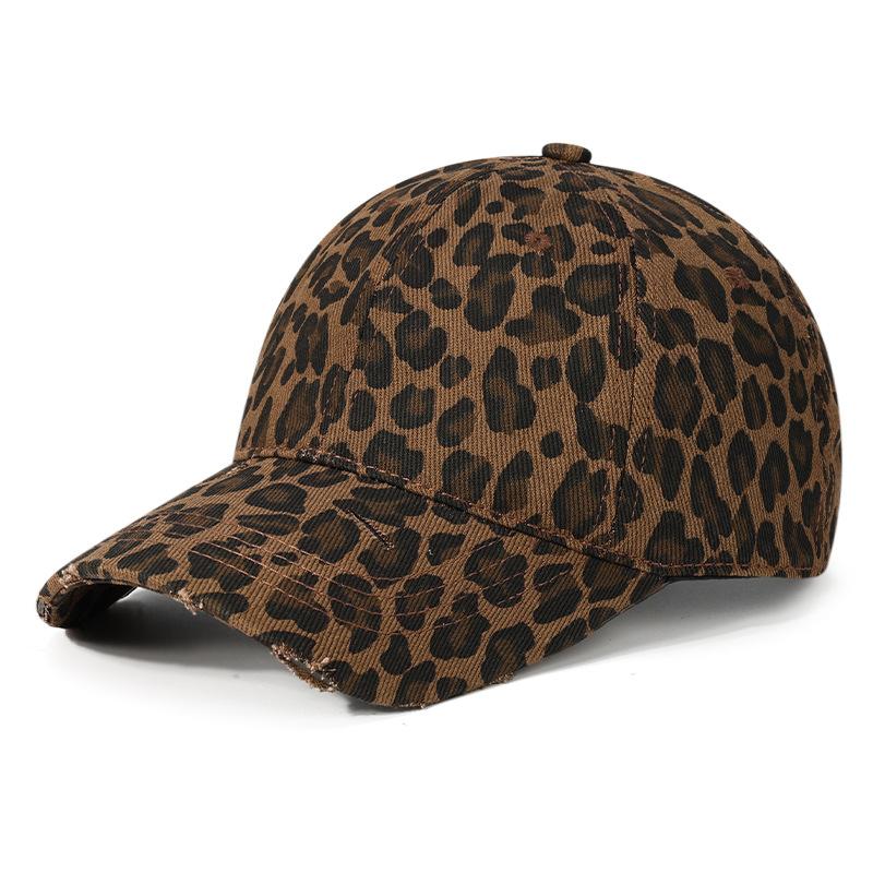 Women Baseball Cap Leopard Print Cap Ripped Sunshade Hat