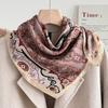 Red cashew flower silk scarf 71 imitation silk small square scarf women's spring and autumn ethnic style headscarf neck protection cotton and linen he