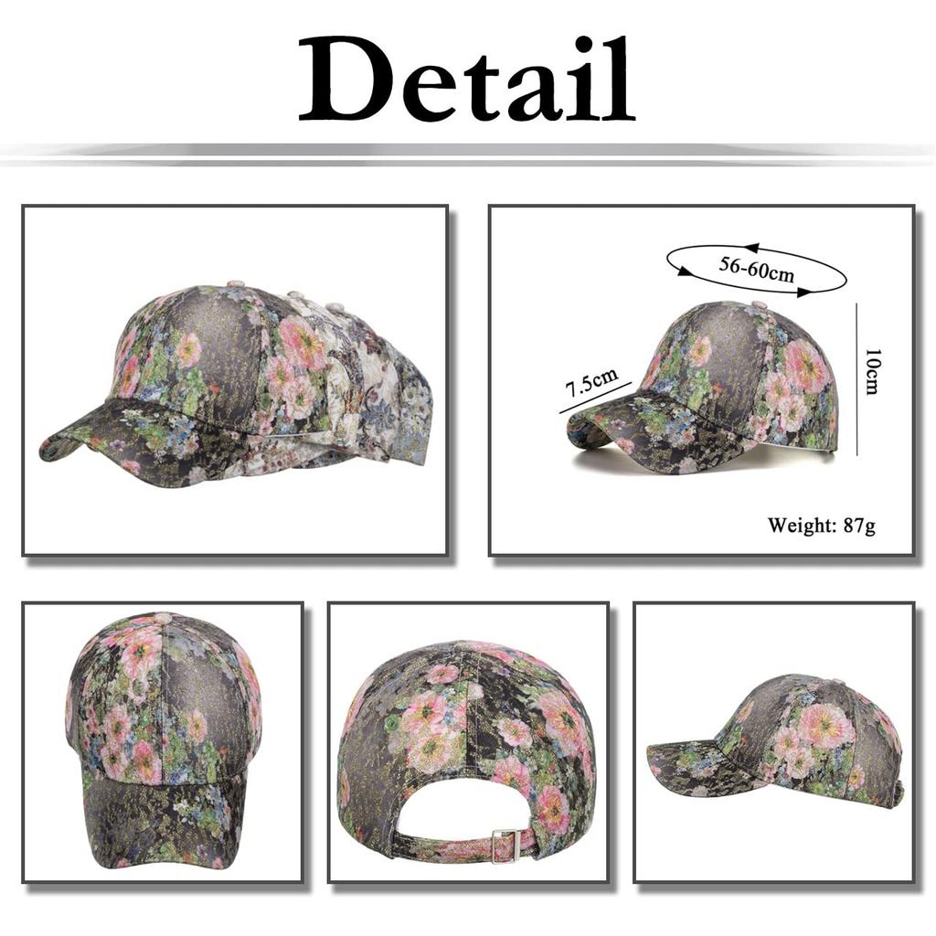 Кепка Floral CA670 [Белый Клык], Узор, Блеск, Спорт, Бег, На улице, Женская, Мужская, (красный)