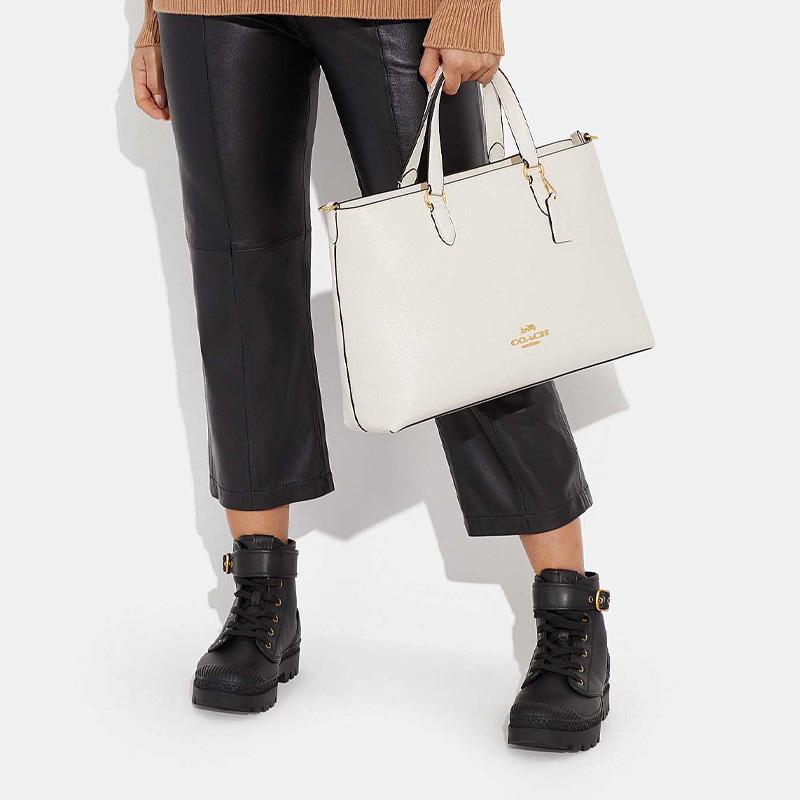 New COACH Cow Leather Handbag, Shoulder Bag, Crossbody Bag Tubas Women's Chalk White CH251-IMCAH