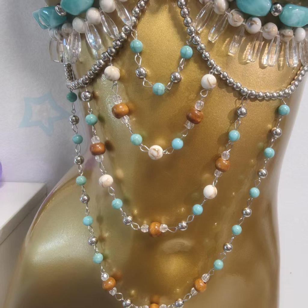 Европейский стиль, многослойная цепочка на тело с бусинами, женский аксессуар-украшение MZ616