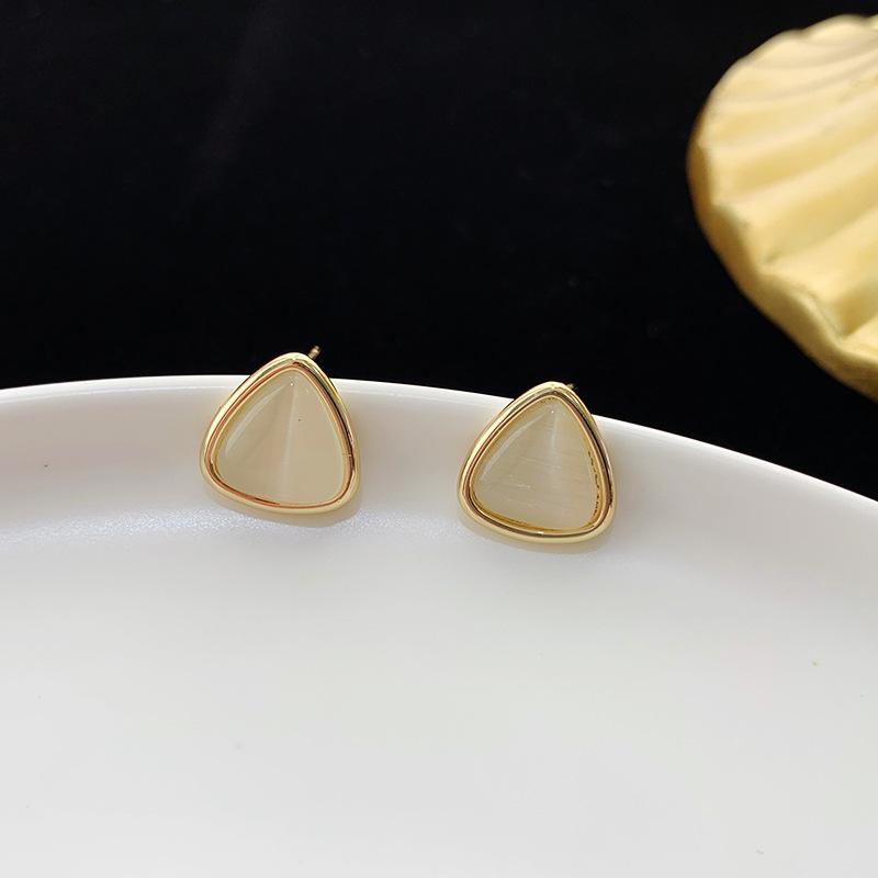 S925 silver needle opal stud earrings femininity geometric love premium earrings ins style Korean earrings collection