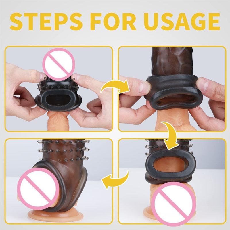 20 см рукав для увеличения пениса, утолщающий удлинитель пениса, многоразовый презерватив для задержки эякуляции, секс-игрушки для мужчин, игрушки для взрослых