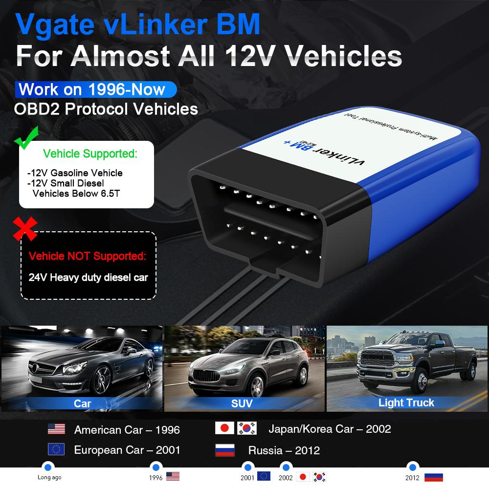 Vgate vLinker BM ELM327 V2.2 For Bimmercode Scanner OBDII Bluetooth 4.0 OBD 2 OBD2 Car Diagnostic ELM 327 V1 5 Auto Tool