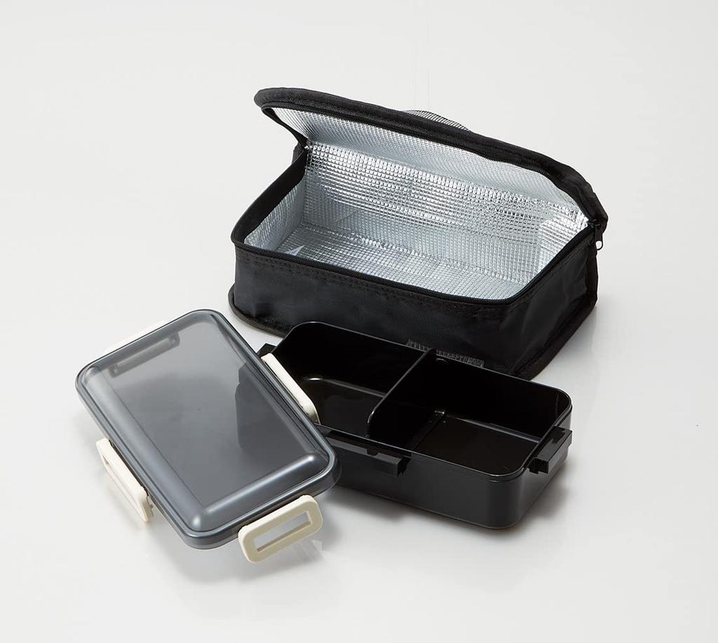 Skater Antibacterial Lunch Box with 830ml Includes Cooler Made In Japan Soft-Serving Dome-Shaped Lid, Capacity, Bag, Black, (KCPFLB8AG-A)