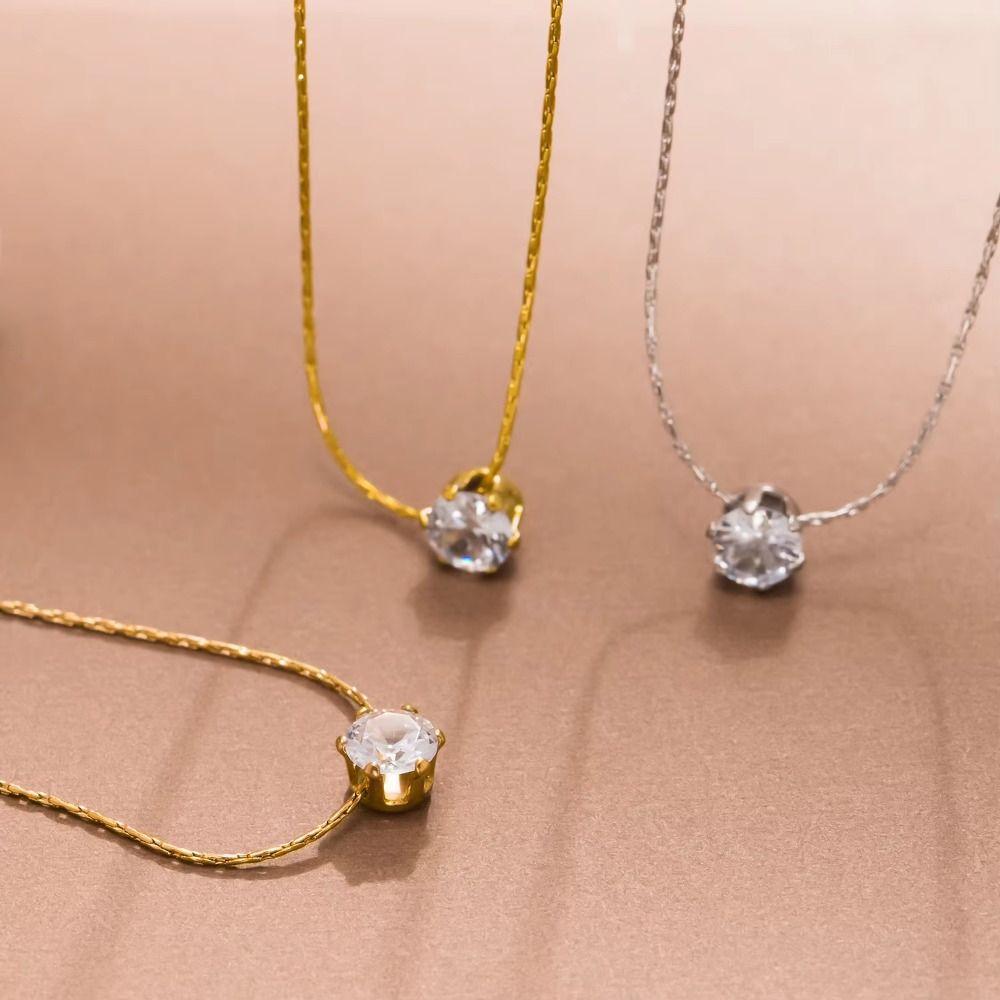 Titanium Steel Zirconia Necklace Waterproof Chain Necklace New Pendant Necklace  for Woman