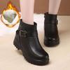 Winter Women Cotton Shoes Warm and Thickened Plush Leather Shoes Plush Short Boots Women's Middle-aged and Elderly Women's Flat Bottom Anti-skid Boots