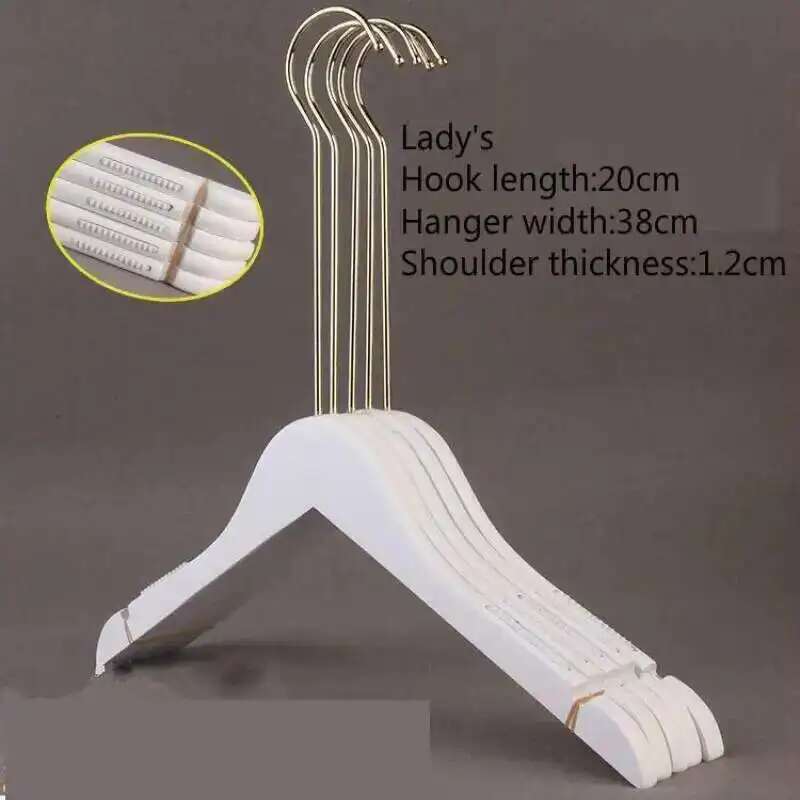 5 шт. Белые вешалки для женской одежды Белые деревянные вешалки для демонстрации одежды в магазине Золотой крючок Корейская версия Индивидуальная гравировка логотипа