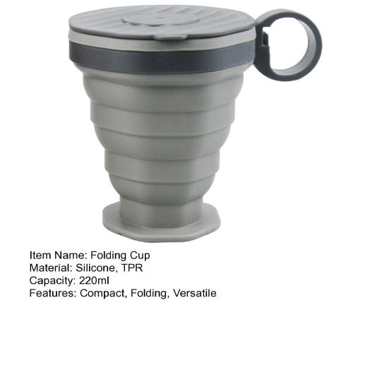Складной силиконовый дорожный стакан с крышкой 220 мл Стакан для полоскания рта Безопасный для мытья в посудомоечной машине Герметичный Портативная кружка для кофе и чая для кемпинга, походов, офиса