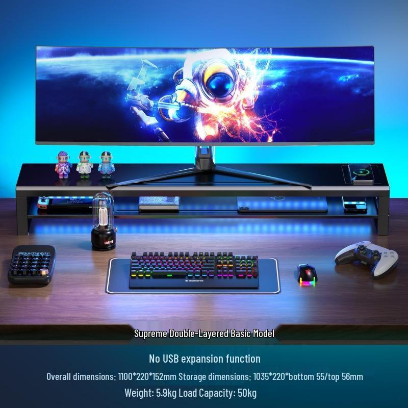 Gecko Double-Layer USB-C Monitor Riser with Expansion & Charging