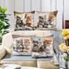Vibrant Bohemian Style Short Plush Pillow Cover 45x45cm Charming Kitten Living Room Bedroom Decor (Pillow Insert Not Included)