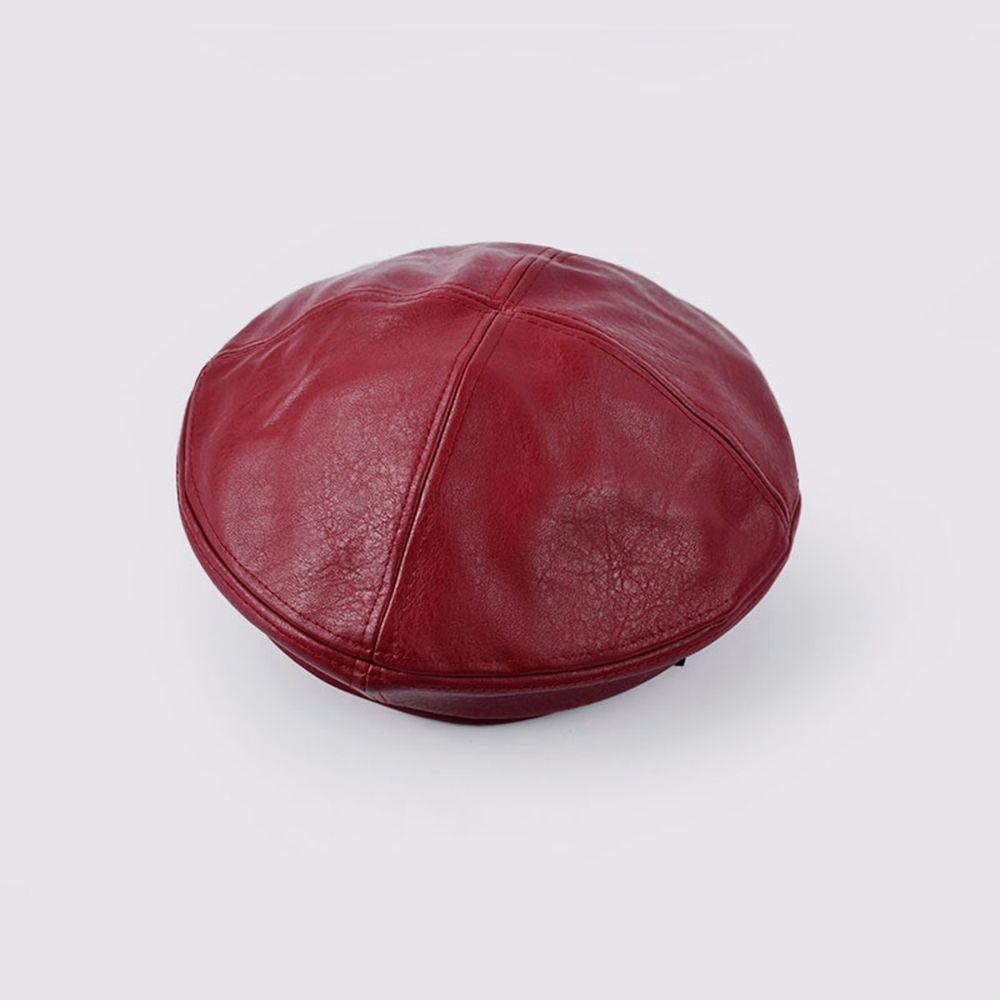 Стильная зимняя универсальная шляпа для девочек в корейском стиле, береты из искусственной кожи, шляпа художника, женская восьмиугольная кепка