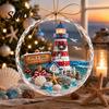 Christmas Gift Ideas Ocean Themed Ornaments, Lighthouse/Wreath/Santa Claus/Xmas Tree/Snowman/Deer Hanging Indoor Outdoor Seasonal Accents Decor,