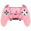 PlayVital Silicone Cover for PS5 Edge Cute Devil Protective Case for Includes Touchpad Sticker Stick Pink Controller, Design, Edge, & Cover,
